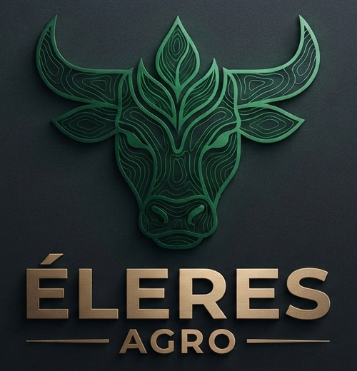 Marca Eleres Agro: cabeça de gado formada por linhas topográficas